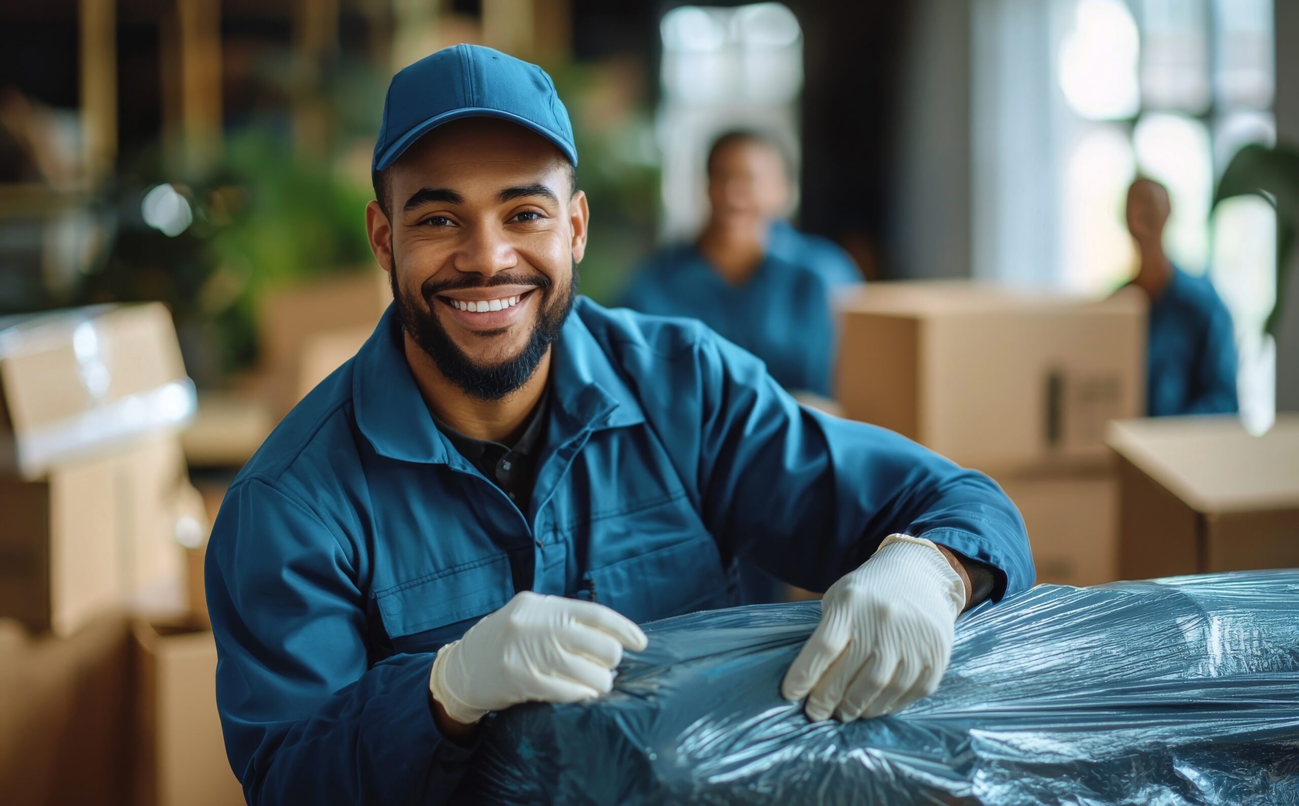 Image of cable management specialist finishing up a technology relocation
